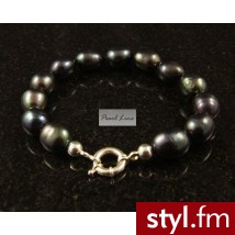 Pearl Line Bransoleta z wielkich czarnych pereł typu Rice - Bransoletki Biżuteria Moda