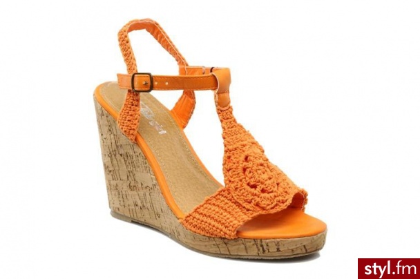 Buffalo KOTURNY CROCHET BY BUFFALO (Pomarańczowy) - Koturny Buty Moda