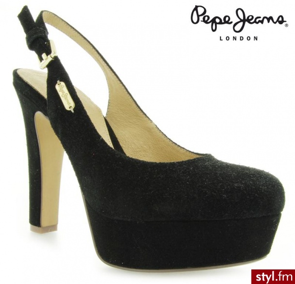 Pepe Jeans LONDON BLACK COW SUEDE - Czółenka Buty Moda