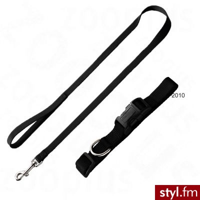Zestaw Hunter: obroża Ecco Sport + smycz, czarne - Obroża rozm. M + smycz 200 cm / 15 mm - Psy Zwierzaki
