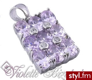 Violette Srebrna zawieszka fioletowe cyrkoni B823 925 - Wisiorki Biżuteria Moda