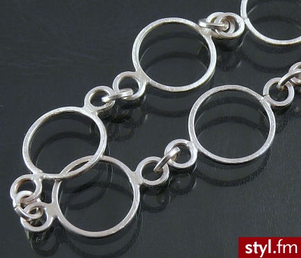 El. srebrne - łańcuszek do bransoletki, duże koła - 21cm - Łańcuszki Biżuteria Moda