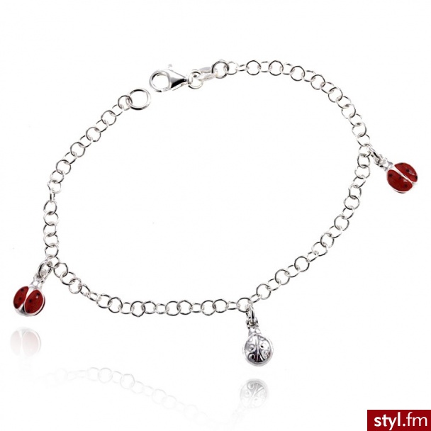 Dandelio Srebrna Bransoletka z Biedronkami NCL-BRA-0037 - Bransoletki Biżuteria Moda