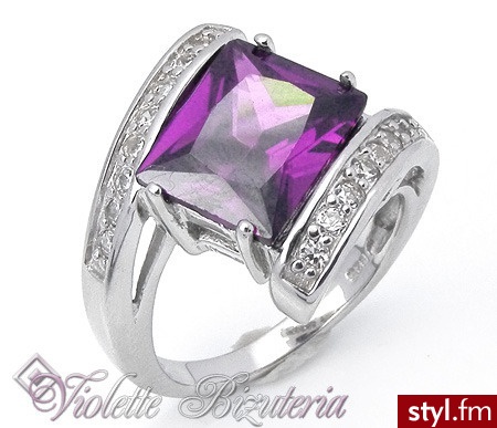 Violette Srebrny pierścionek z cyrkonia Ametyst 804 - Ametyst R0804 - Pierścionki Biżuteria Moda