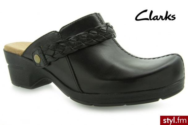 Clarks FROSTED ROSE BLACK LEATHER - Klapki Buty Moda
