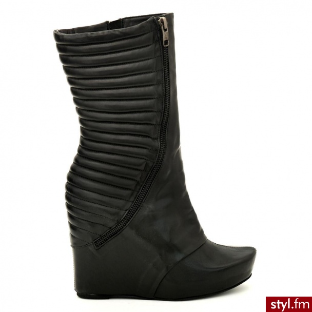 Venezia KOZAKI NA KOTURNIE 7922 VIT NERO - Koturny Buty Moda