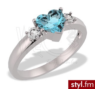 WĘC złoty pierścionek z topazem Genuine PASSION TOPAz Ice Blue, i cyrkoniami JP-90B - Pierścionki Biżuteria Moda