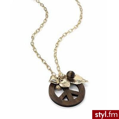 Long Wood Peace Sign, Leaf & Heart Charm Necklace (Gold Tone... - Polyvore. Pobrano ze strony: http://www.polyvore.com/cgi/thing?id=19695618 - Pozostałe Dodatki Moda
