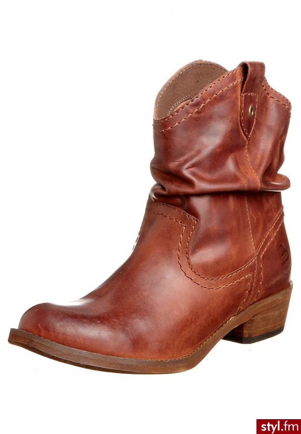 Bullboxer Botki kowbojki i motocyklowe brązowy - Botki Buty Moda