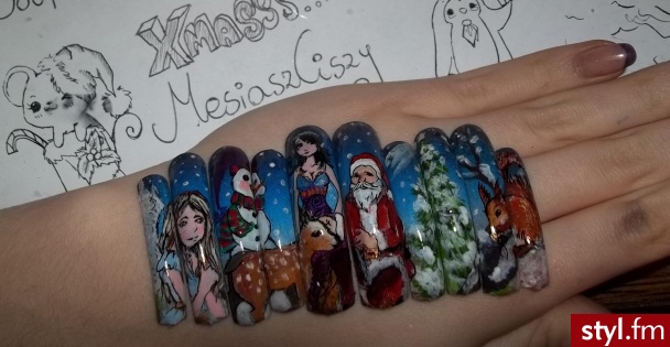 Nail art http://www.youtube.com/user/MesiaszCiszy?feature=mhee - Malowane farbkami Paznokcie