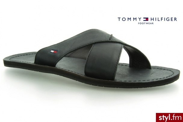 Tommy Hilfiger KLAPKI TERENCE 2 BLACK LEATHER - Klapki Buty Moda