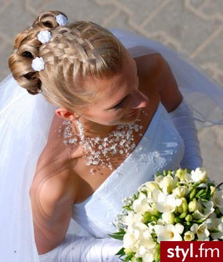 Blond Warkocze Proste Ślubne Długie Fryzury