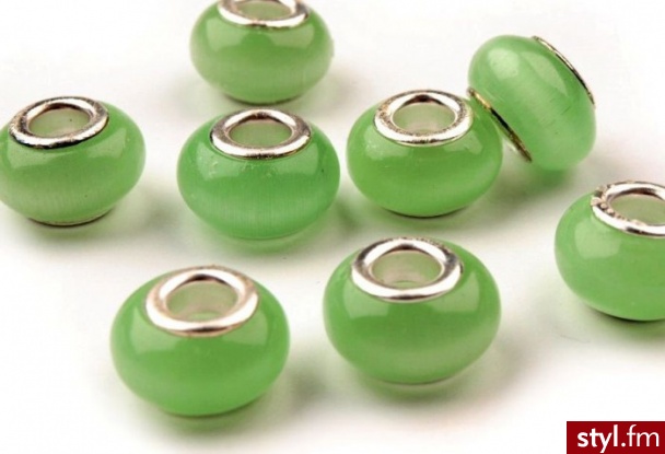 Korale 8x13mm - kocie oko - zielony - Korale Biżuteria Moda