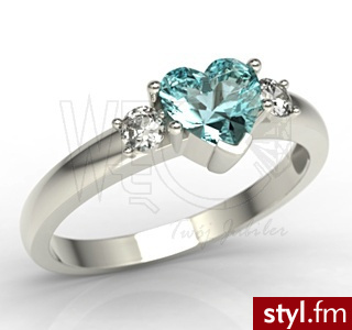 Węc Pierścionek zaręczynowy z topazem Genuine PASSION TOPAz Ice Blue,  i diamentami JP-90B 0,12 ct H/Si - Pierścionki Biżuteria Moda