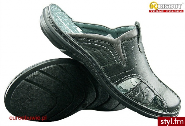KRISBUT Obuwie Męskie Klapki KR-1057-1-A Czarne - Klapki Buty Moda