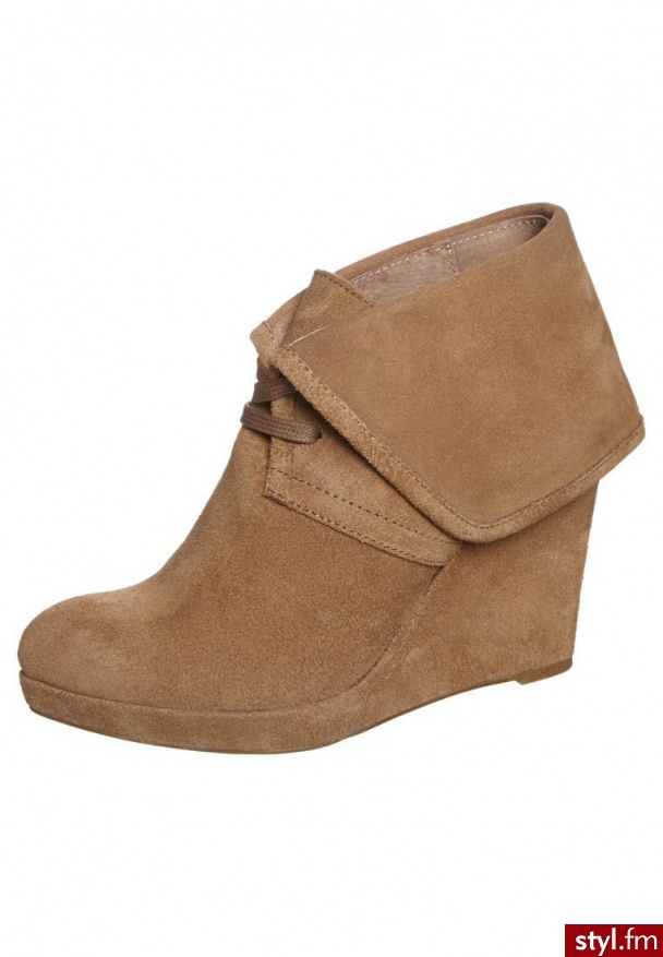 zign Botki na koturnie brązowy (631285) - Botki Buty Moda