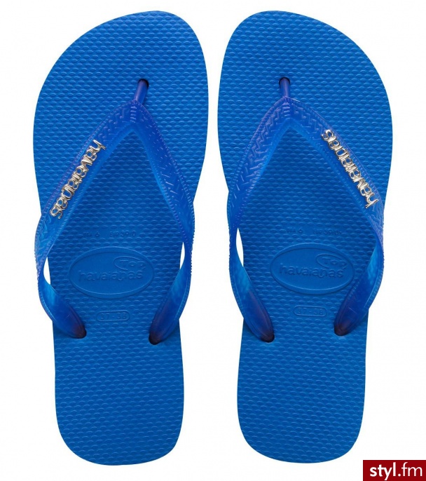 Havaianas JAPONKI TOP LOGO METALLIC CARBON BLUE - Klapki Buty Moda