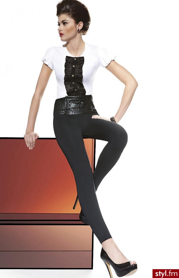 Bas Bleu legginsy Ivet 200 den Czarny - Leginsy Spodnie Moda