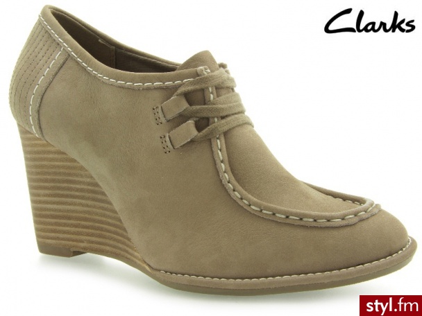 Clarks Gayle Trinny Mushroom Leather - Botki Buty Moda