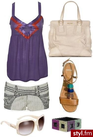 top i szorty- Topshop
buty- Carvela
okulary- Dior
torebka- Miu Miu
bransoletka- Erickson Beamon - Styler
