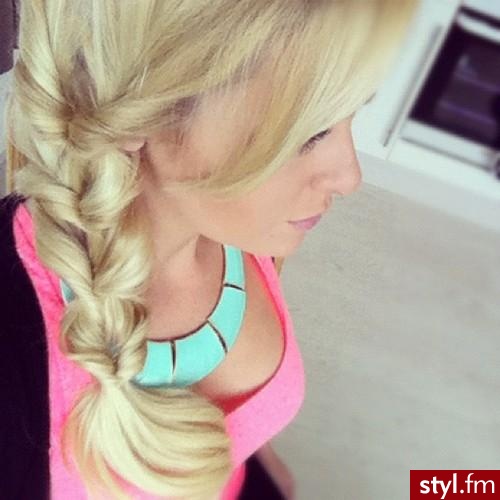 Blond Warkocze Proste z grzywką Na co dzień Średnie Fryzury