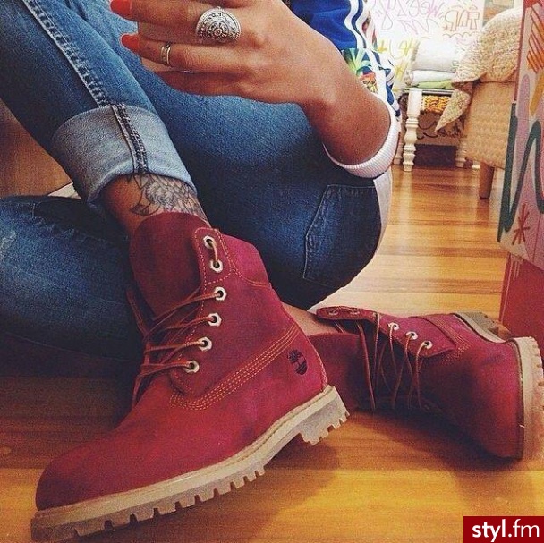 Bordowe timberki ! <3 - Botki Buty Moda