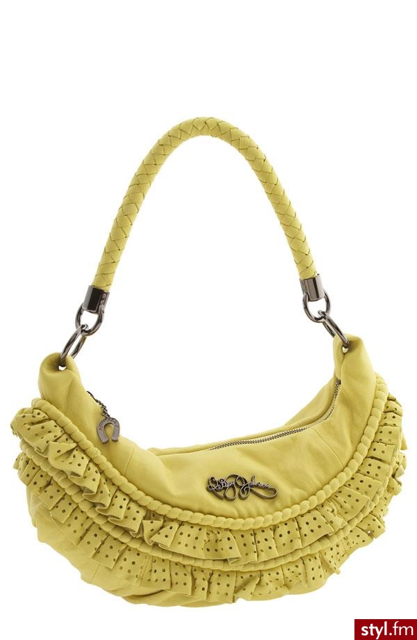 Malutka torebeczka w kolorze dojrzałej cytryny z delikatnymi falbankami od Betsey Johnson - 285$ - Pozostałe Torebki Moda
