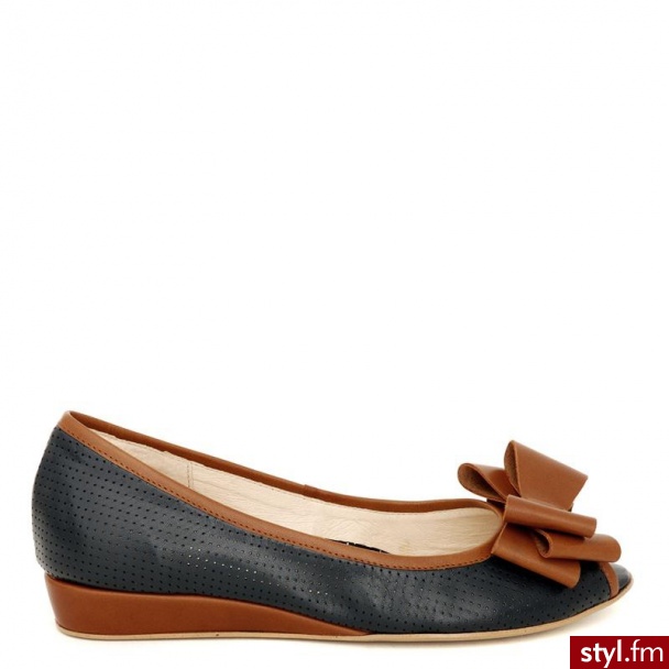 Venezia  Czółenka Na Koturnie 269P Blu-Cuoi - Czółenka Buty Moda