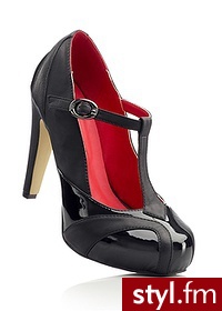 Bonprix Czółenka z paskiem czarny 953967_22184 - Czółenka Buty Moda