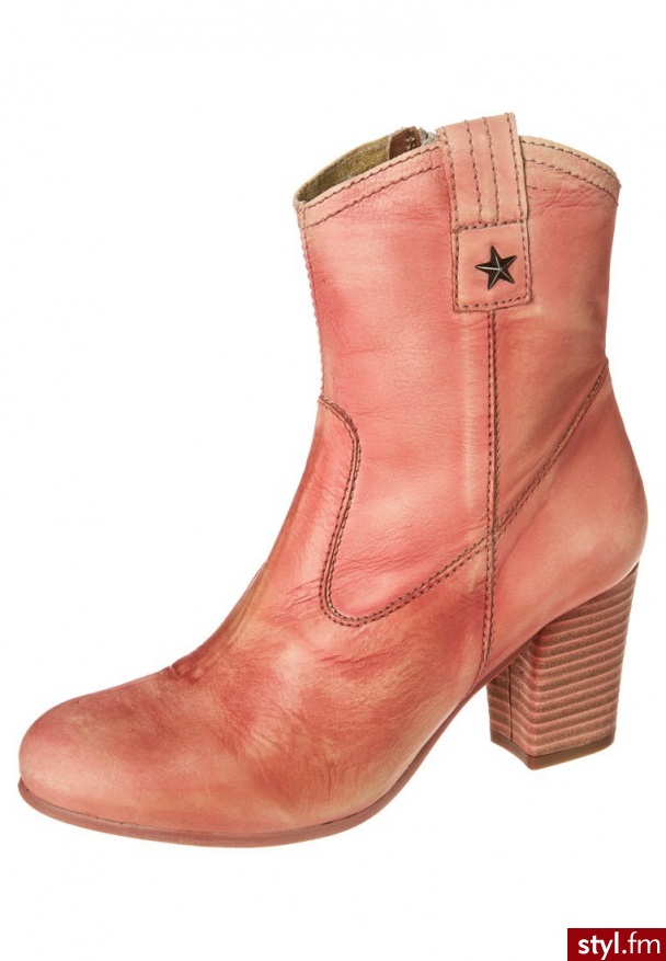 Virus Botki kowbojki i motocyklowe czerwony 73084 - Botki Buty Moda