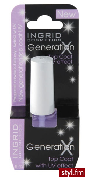 Ingrid Generation X Top Coat z efektem UV Lakier do paznokci świecący w UV - Bransoletki Biżuteria Moda
