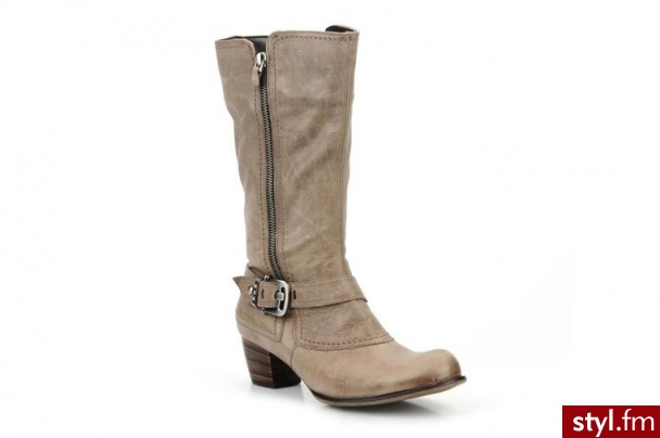 Ara KOZAKI FLO CALF BY ARA (Szary) - Kozaki Buty Moda