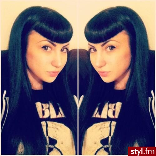 Czarne Rozpuszczone Proste z grzywką Na co dzień Długie Fryzury