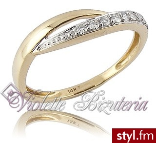 Violette Pierścionek złoty 14K z brylantami 0,10ct , 1,50g - Pierścionki Biżuteria Moda