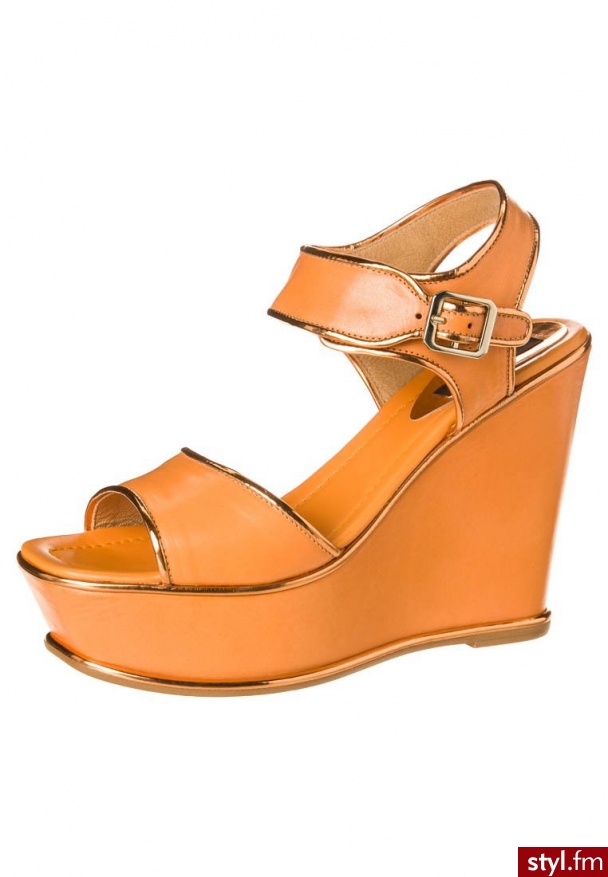 zinda Sandały na koturnie pomarańczowy 9015 - Koturny Buty Moda