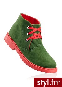 Bonprix Botki zielono-czerwony 922639_25139 - Botki Buty Moda