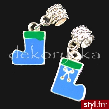 Charm - zawieszka z koralikiem modułowym - charm13but NIEBIESKI Kaloszek - Kalosze Buty Moda