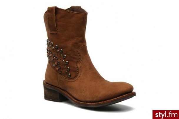 Bussola PÓŁBUTY I BOTKI TEXAS STUDS BY BUSSOLA (Brązowy) - Botki Buty Moda