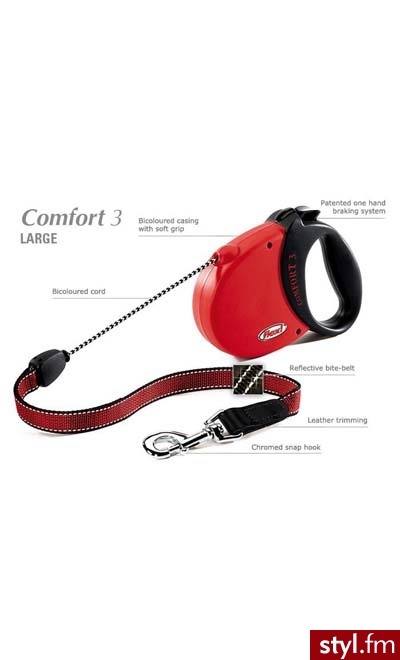 Flexi Smycz Automatyczna Comfort Basic 3 - Czerwona - Psy Zwierzaki