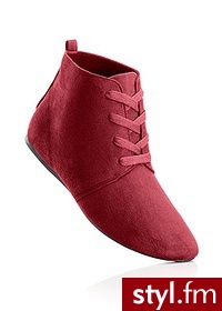 Bonprix Botki sznurowane krwista czerwień 951801_22148 - Botki Buty Moda