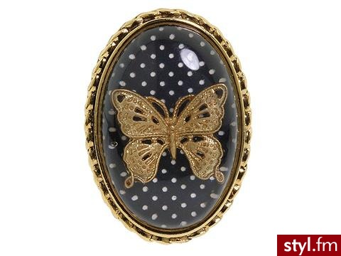 Pierścionek z wtopionym motylem - Betsey Johnson 51$ - Pozostałe Dodatki Moda