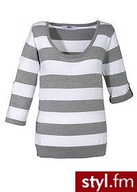 Bonprix Sweter jasnoszary melanż + biały 903132_1941 - Swetry Ciuchy Moda