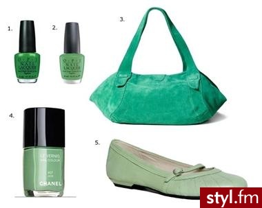 1, 2. Lakiery do paznokci OPI, ok 40 PLN 
3. Modny dodatek - torba Reserved, 229,90 PLN
4. Lakier do paznokci Chanel, ok. 150 PLN 
5. Buty wiosenne w kolorze mlecznej mięty, Vagabond, 259 PLN - Styler