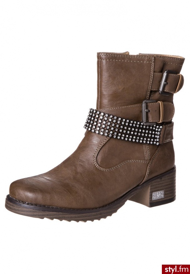 Bruno Banani Rockabilly Botki Kowbojki I Motocyklowe Brązowy - Botki Buty Moda