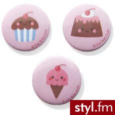 słodkie przypinki z babeczkami - 3 w cenie 4 Euro, do kupienia na: shelikescute.com - Pozostałe Dodatki Moda