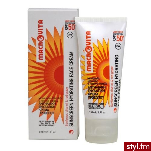 MACROVITA SUNSCREEN HYDRATING FACE CREAM SPF50+ z bio oliwą z oliwek krem brązujący z filtrem do opalania - Emu Buty Moda