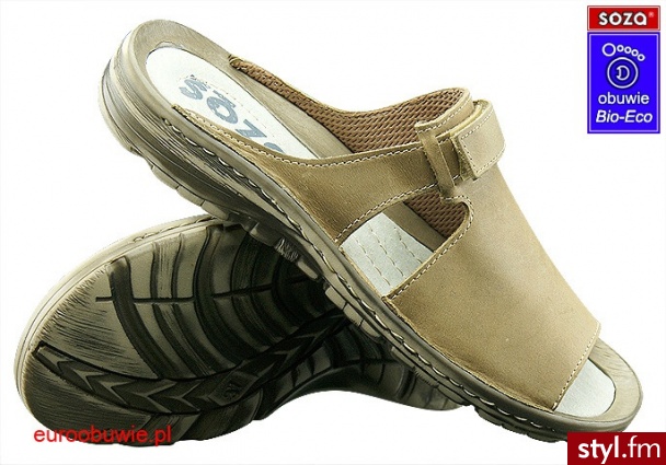 SOzA Bio Eco Obuwie Damskie Klapki SO-536-E Beżowe - Klapki Buty Moda