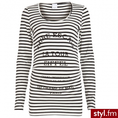 MAM LICIOUS Bluzka z długim rękawem SAIL snow white/black iris różnokolorowy - Tuniki Ciuchy Moda