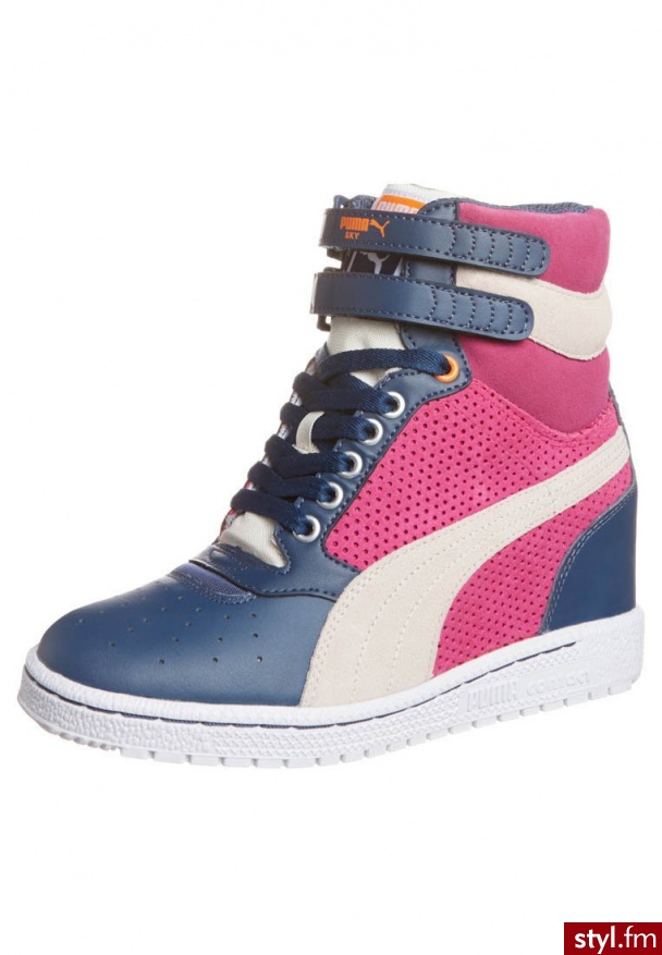 Puma SKY WEDGE Botki sznurowane niebieski (355427) - Botki Buty Moda