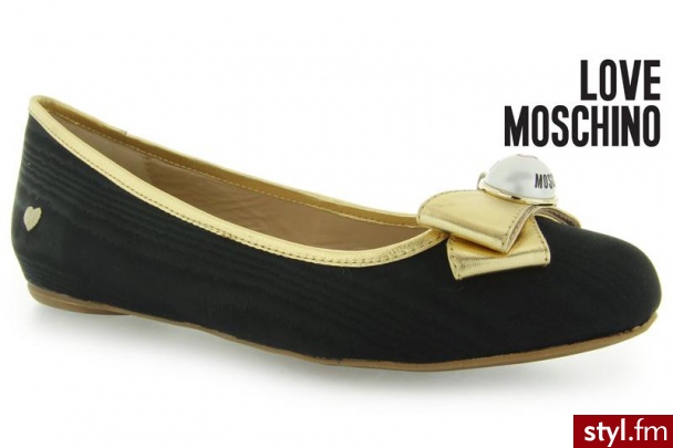 LOVE MOSCHINO SCARPA D.NANA05 MOI.NER+NAP.LAM.ORO - Balerinki Buty Moda